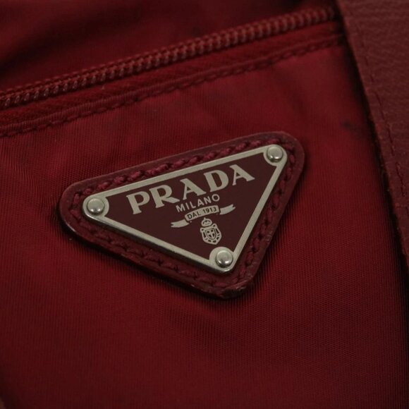 PRADA Boston Bag Nylon 2way Red Auth 51471 - Picture 13 of 16